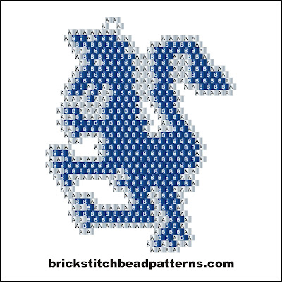 Click for a larger image of the Traditional Dragon Silhouette bead pattern labeled color chart.