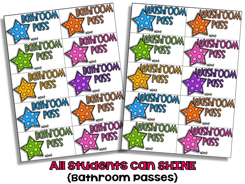 Bathroom Passes All Students Can Shine Bathroom Passes All Students Can Shine
