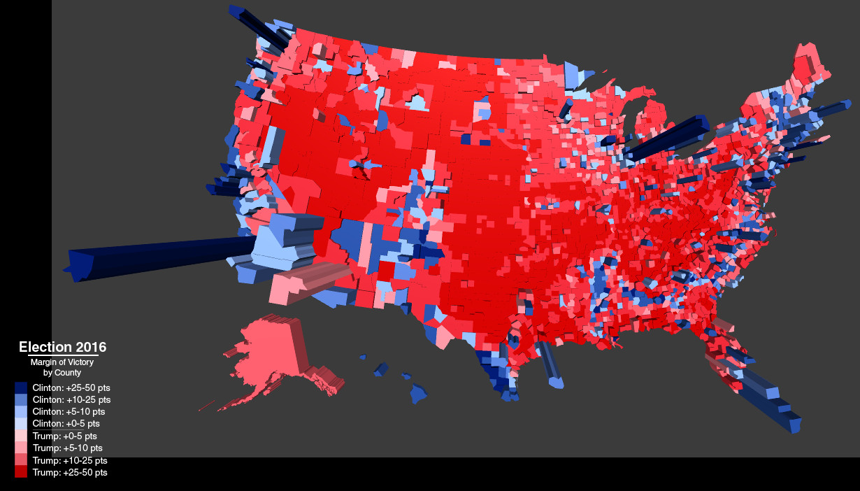 result darkness of red blue and population height of column source https blueshift io election 2016 county map html result darkness of red blue and population height of column source https blueshift io election 2016 county map html