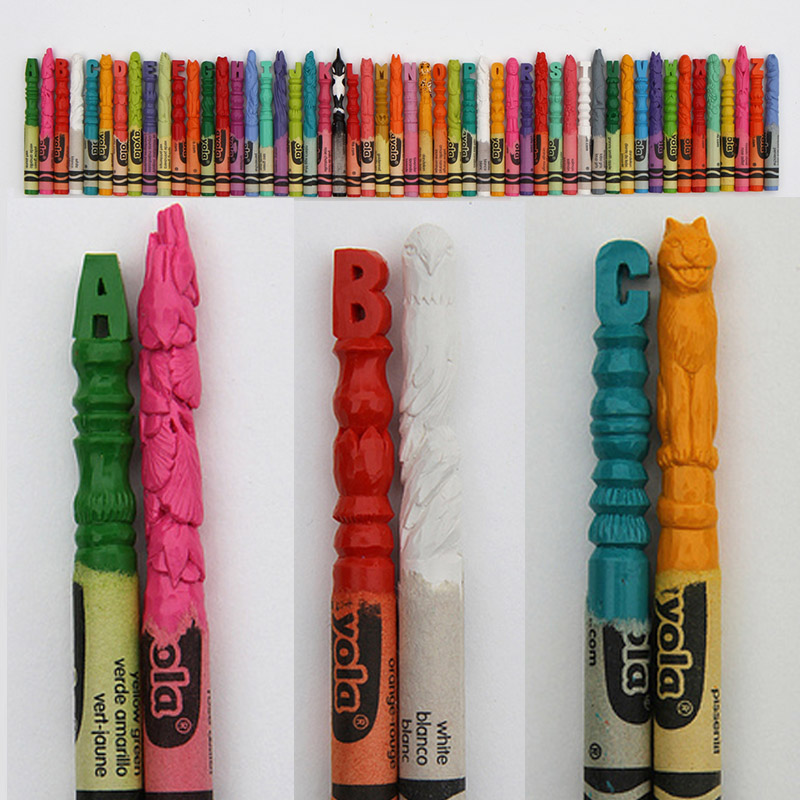 Crayons Carved as Native Northwest Flora and Fauna