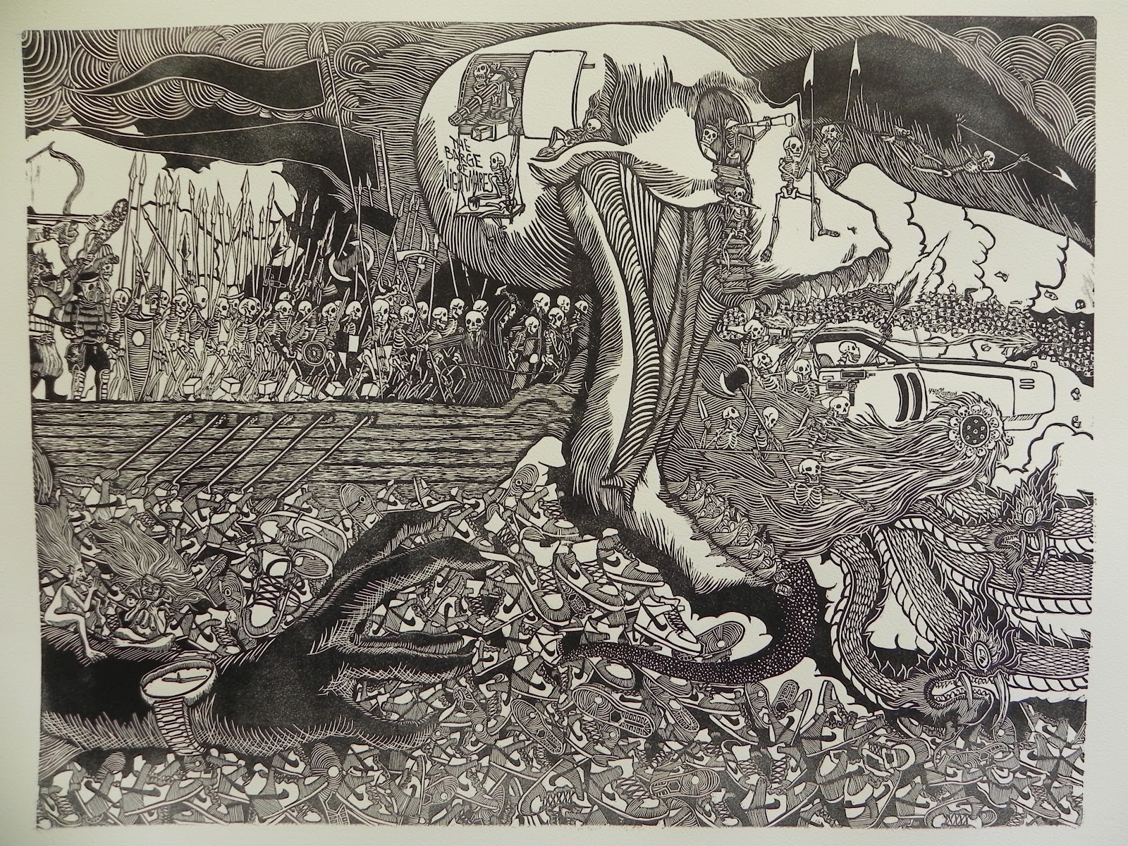 Pillaging, Plundering, & Printmaking: relief print on linoleum - artist ...