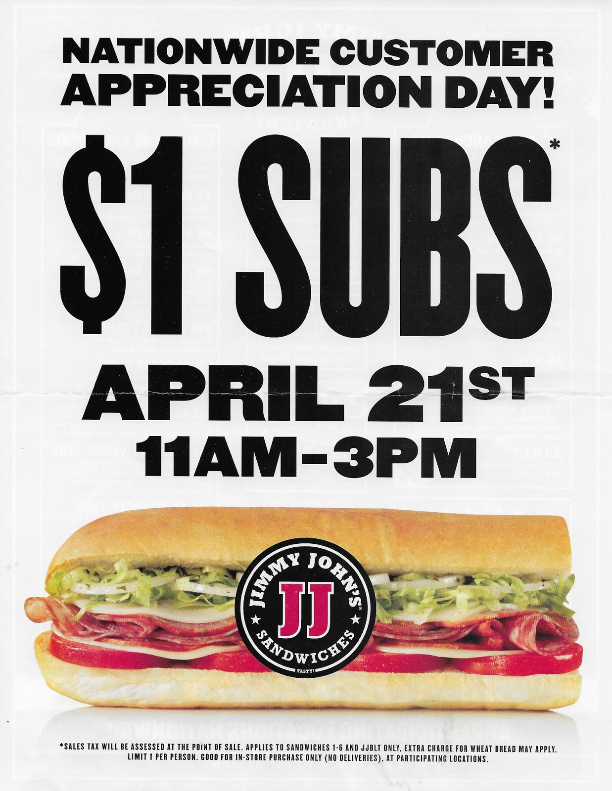 2 Dudes Who Love Food Jimmy John's 1 subs Nationwide TODAY ONLY