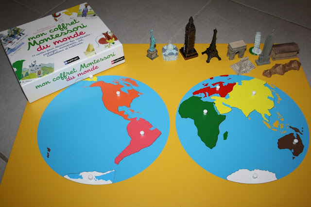 Activité Montessori : Combiner le puzzle des continents avec les cartes du monde