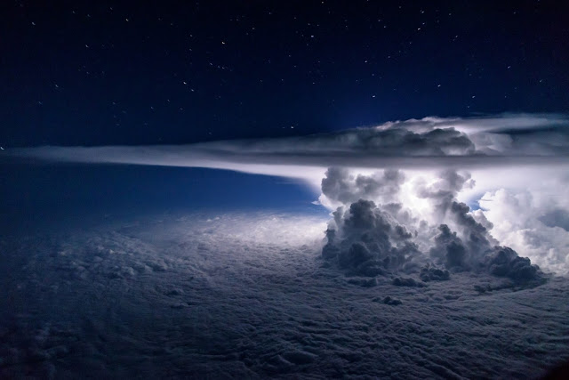 Storm seen from plane above Pacific Ocean