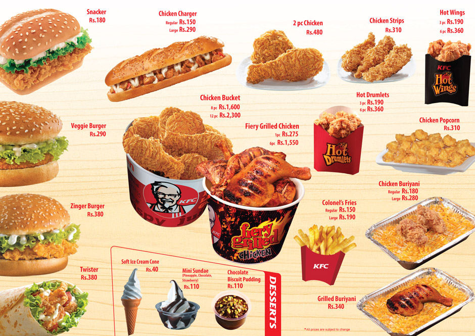 KFC Online Delivery Services Providing in All Metro Citys By Ask Me: kfc menu prices