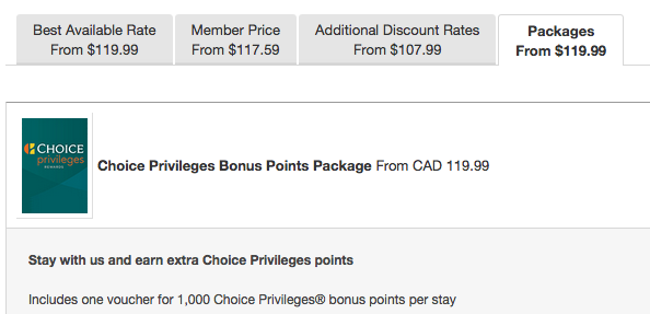 Rewards Canada Working The Choice Hotels Bonuses Of 1 000 The Rate Above Is Aaa Caa And Advance Purchase Which 12 Lower Than 1 000 Point Or A Better Deal 10 In