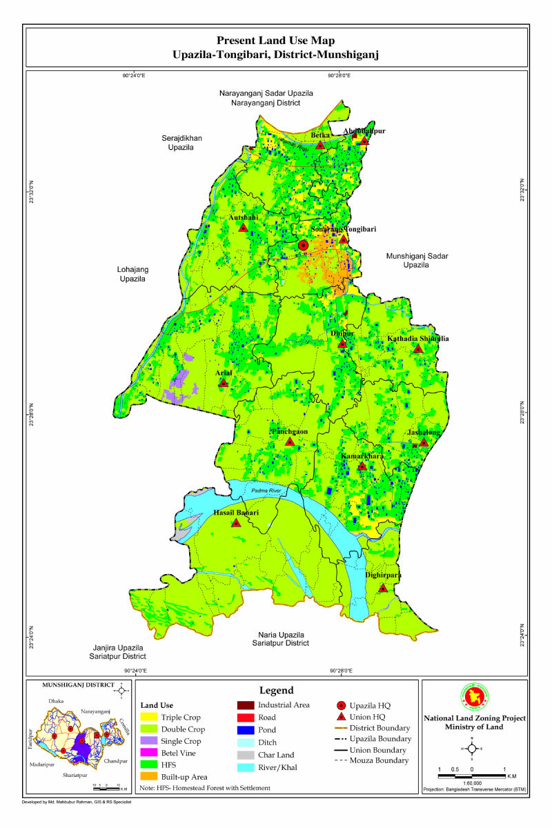 Tongibari Upazila Mouza Map Munshiganj District Bangladesh