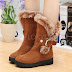 Buckle Mid-Calf Boots Flat Heel Shoes