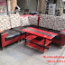 Thanh lý bộ sofa đỏ đen góc chữ L