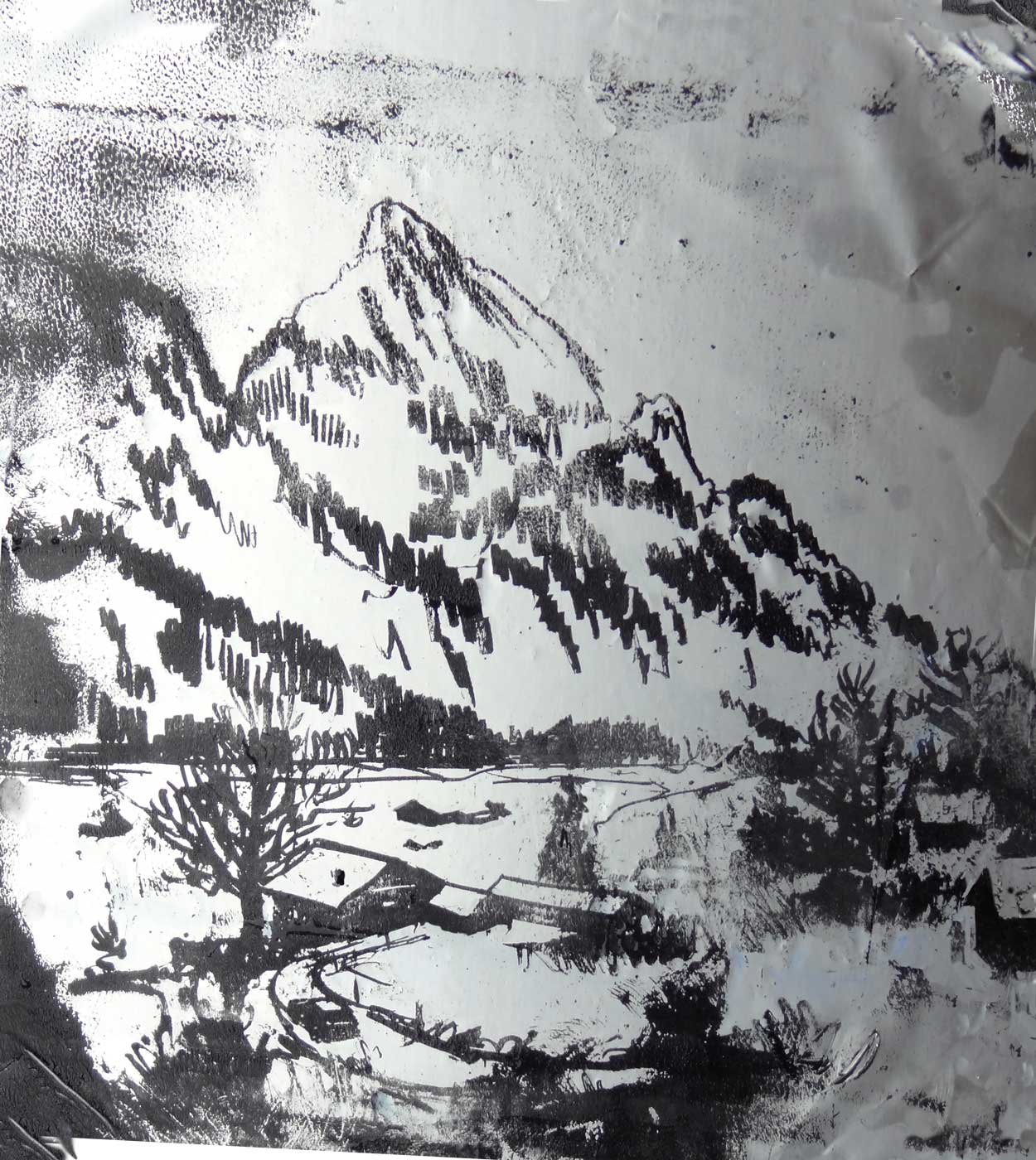 Sketching Nature kitchen lithography on aluminium foil