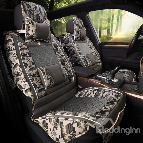  Natural Fibers Flax Material Camouflage Good Air Permeability And Beautiful Art Design Universal Car Seat Cover