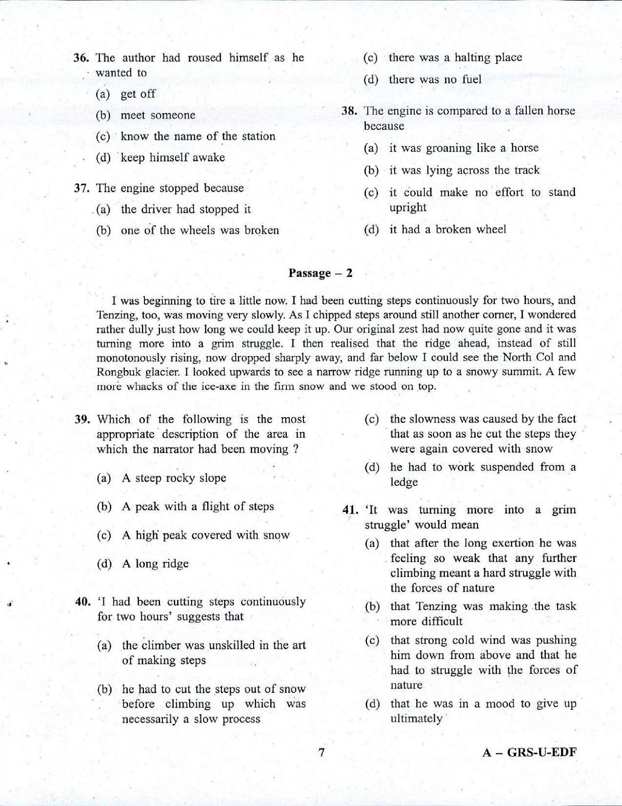 NDA 1 General Ability Test 2016-2017 question paper NDA 1 2017 General Ability Test question paper