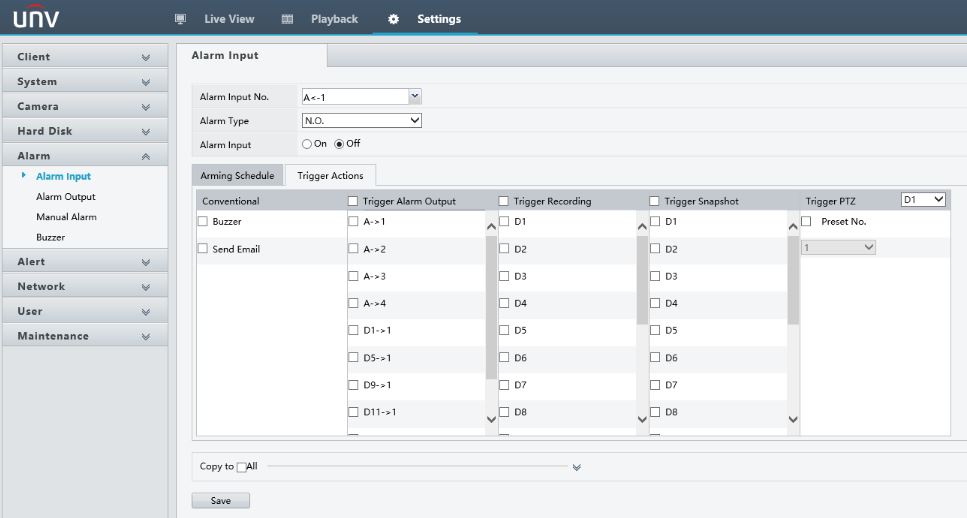 How to set up Alarms in Uniview —