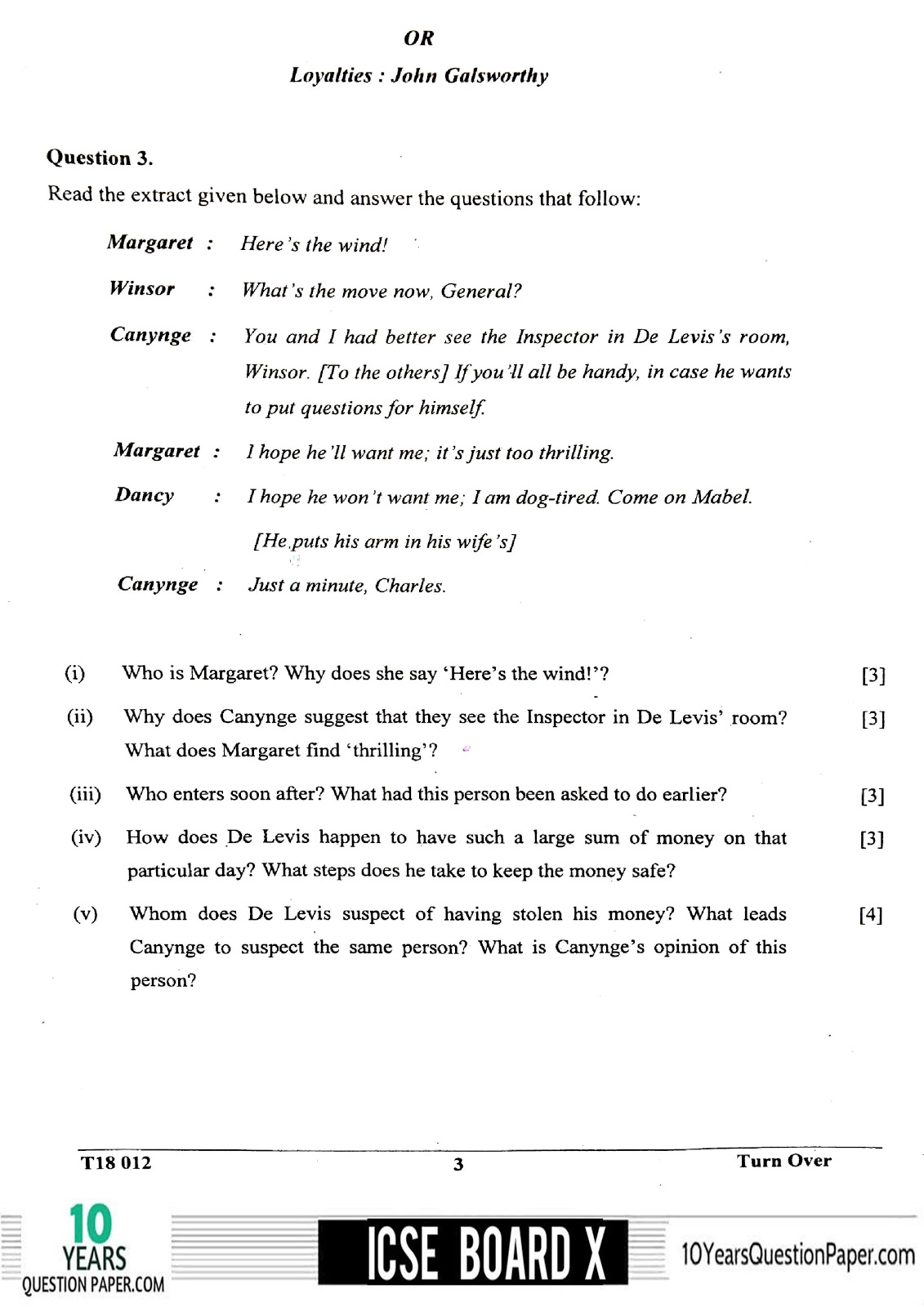 ICSE 2018 English Paper 2 board question paper for Class X ICSE Board 2018 class 10th English Literature question paper Download page-03