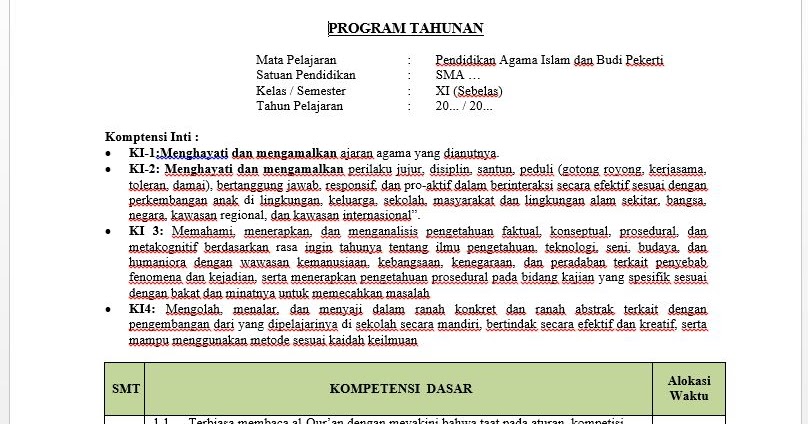 Download Prota Dan Promes K 13 Sma Kelas Xi 11 Semua Mata Pelajaran Guru Jumi