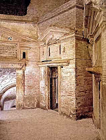 2nd century CE Mausolea in the heart of the catacombs of San Sebastiano.