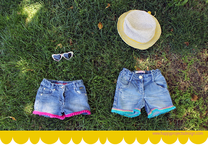 shorts customizados con flecos y madroños