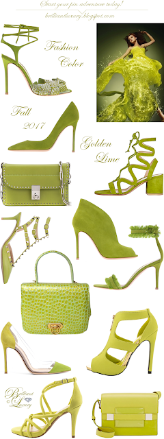 ♦Pantone Fashion Color Golden Lime #pantone #shoes #bags #green #brilliantluxury