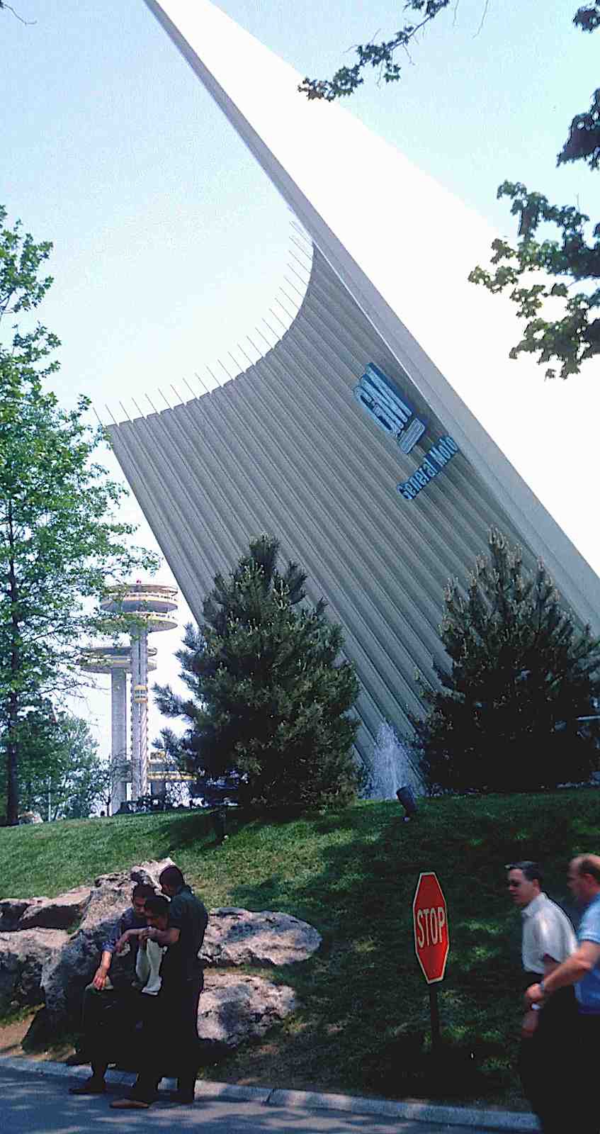GM pavilion 1964 New York WF the General Motors pavilion at the 1964 New York World's Fair, a color photograph