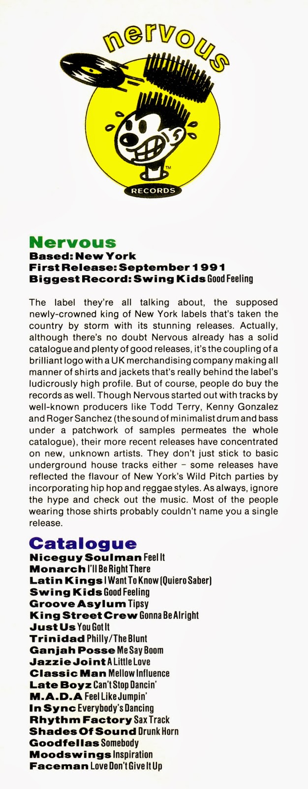 RAIDER OF THE LOST RACKS NERVOUS RECORDS ITEMS PART 1