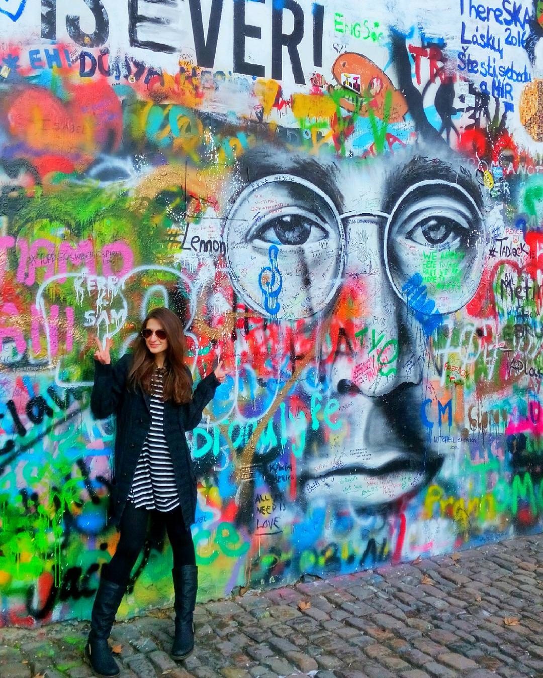 Global Roadie John Lennon Peace Wall in Prague, Czech Republic