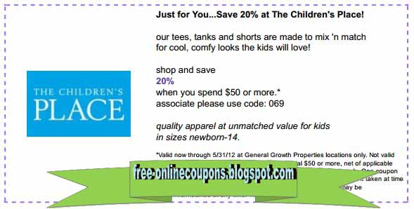Coupons children's place