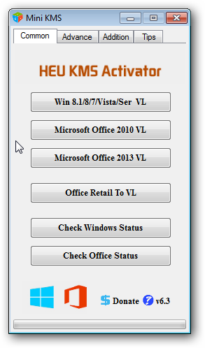 KMSAuto - KMS-активатор для активации операционных систем Windows 8, 7, Vis