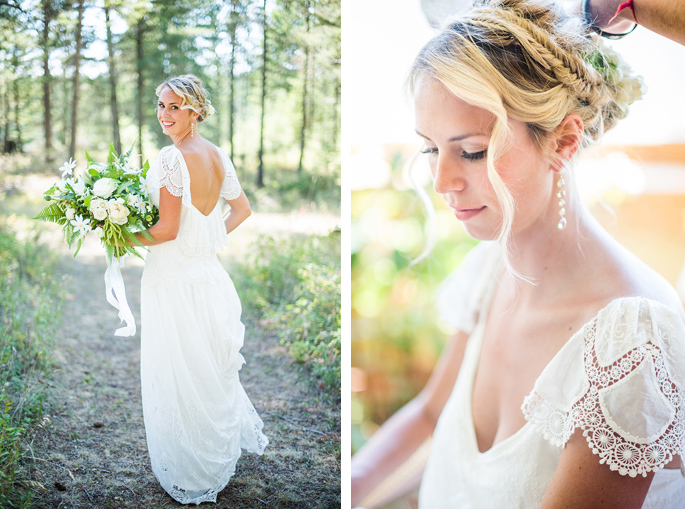 Wedding Dress Lace Sleaves / Outdoor Wedding / Montana / Photography: Marianne Wiest Photography / Coordination & Styling: Joyce Walkup / Videography: Britney Paige Cinematography / Flower & Design: Beargrass Gardens Florals & Events / Dress: Rue de Seine Bridal 