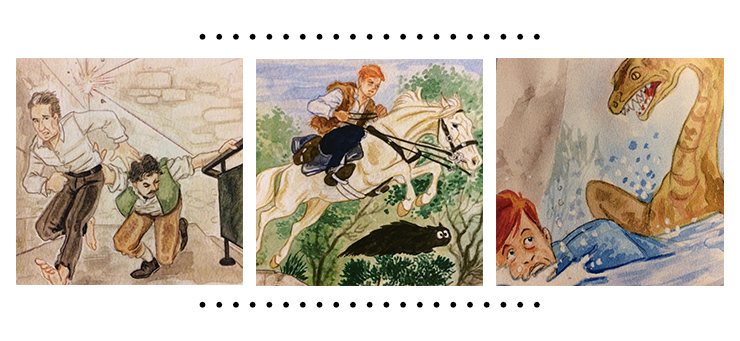 Citation du livre Close-up de trois dessins de Riverboat