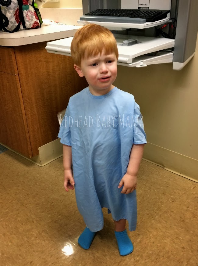 Early morning anxiety and hunger is common for a toddler's ear tubes surgery - Redhead Baby Mama