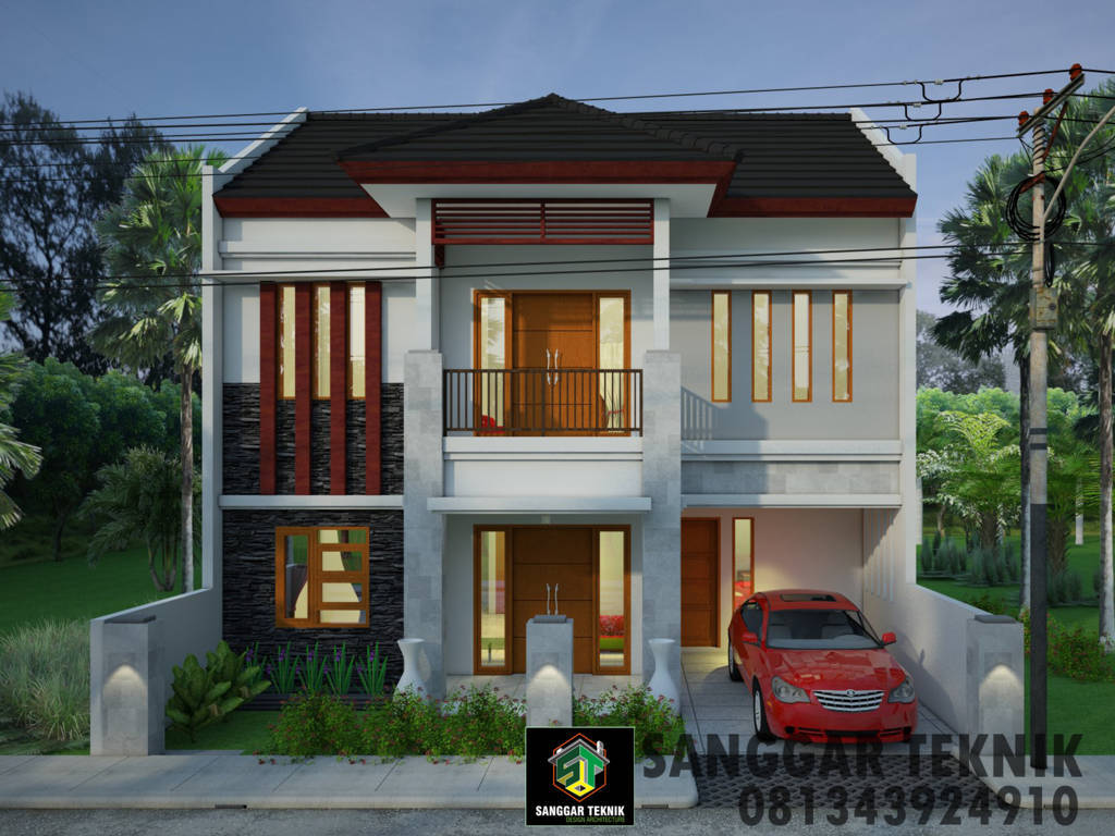 GAMBAR DESAIN RUMAH SEMI BALI MODERN 10 x 10 METER 2 