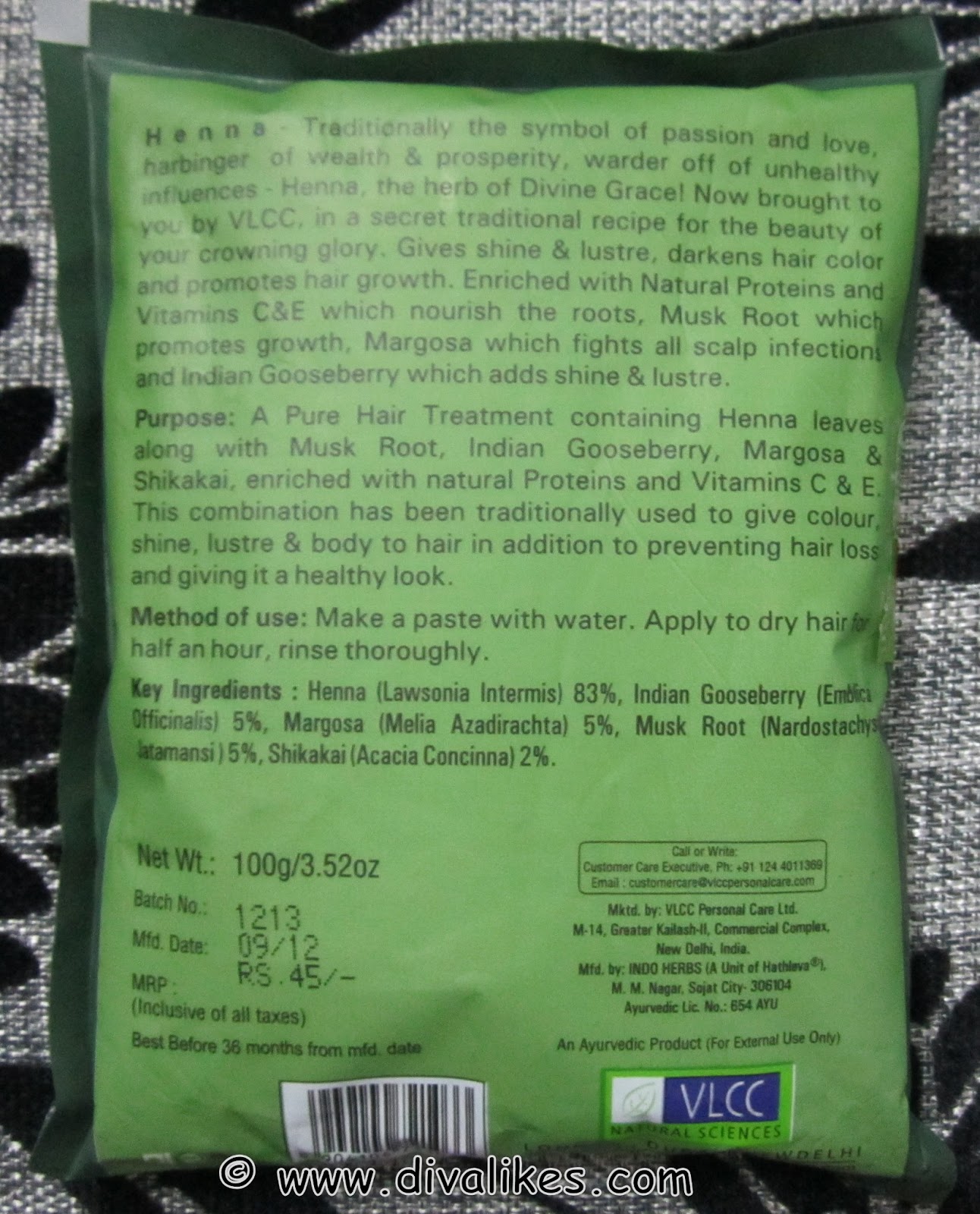 VLCC Ayurvedic Henna Review Diva Likes