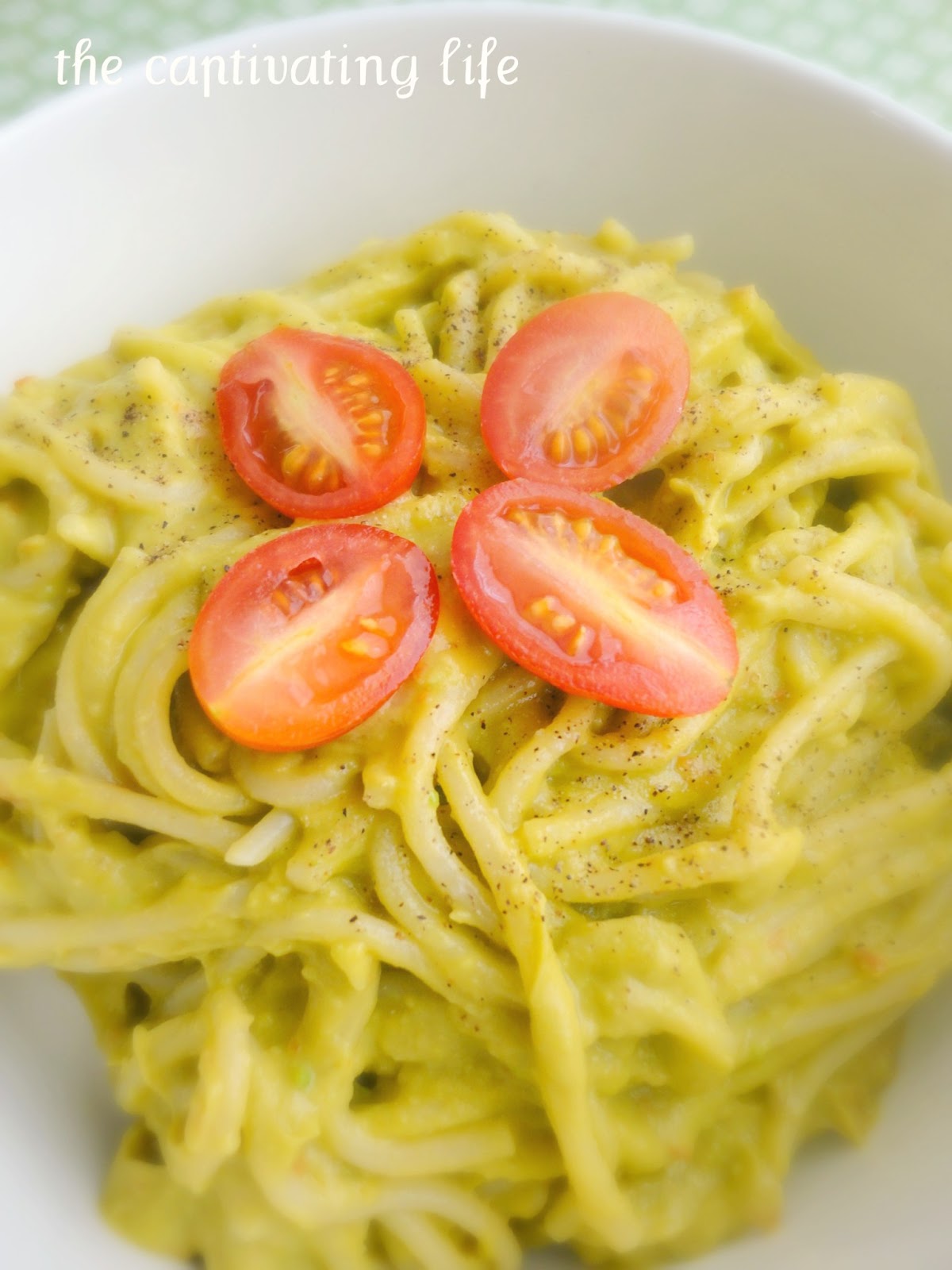 The Captivating Life Avocado and Tomato Pasta