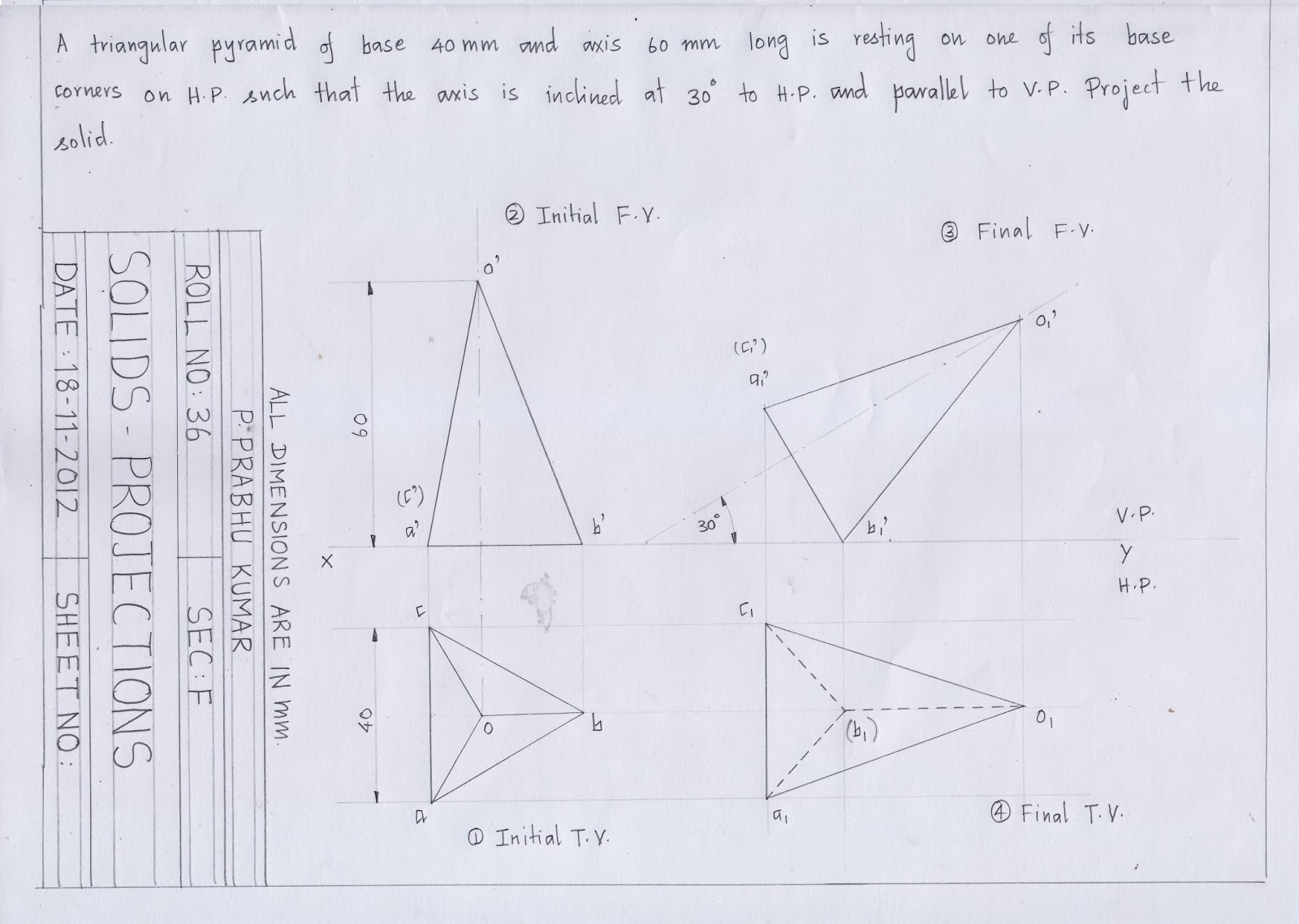 engineering graphics for engineers projection of solids triangular