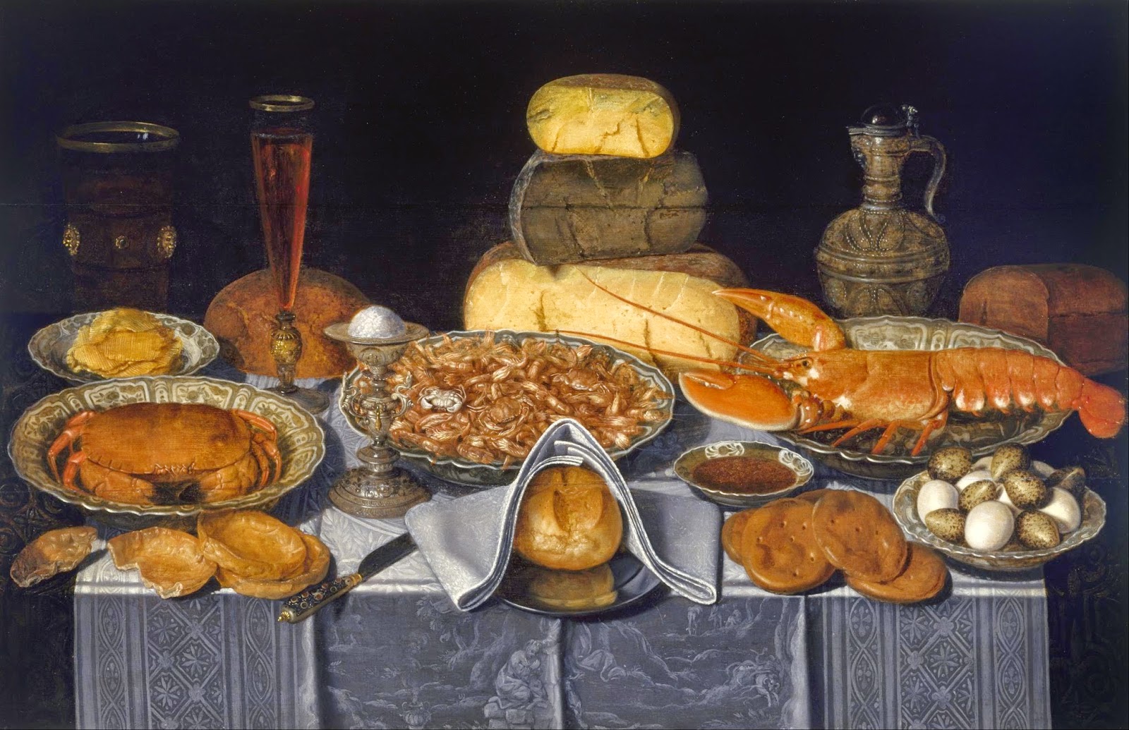 Still Life With Crab, Shrimps and Lobster, Clara Peeters Still Life With Crab, Shrimps and Lobster, Clara Peeters
