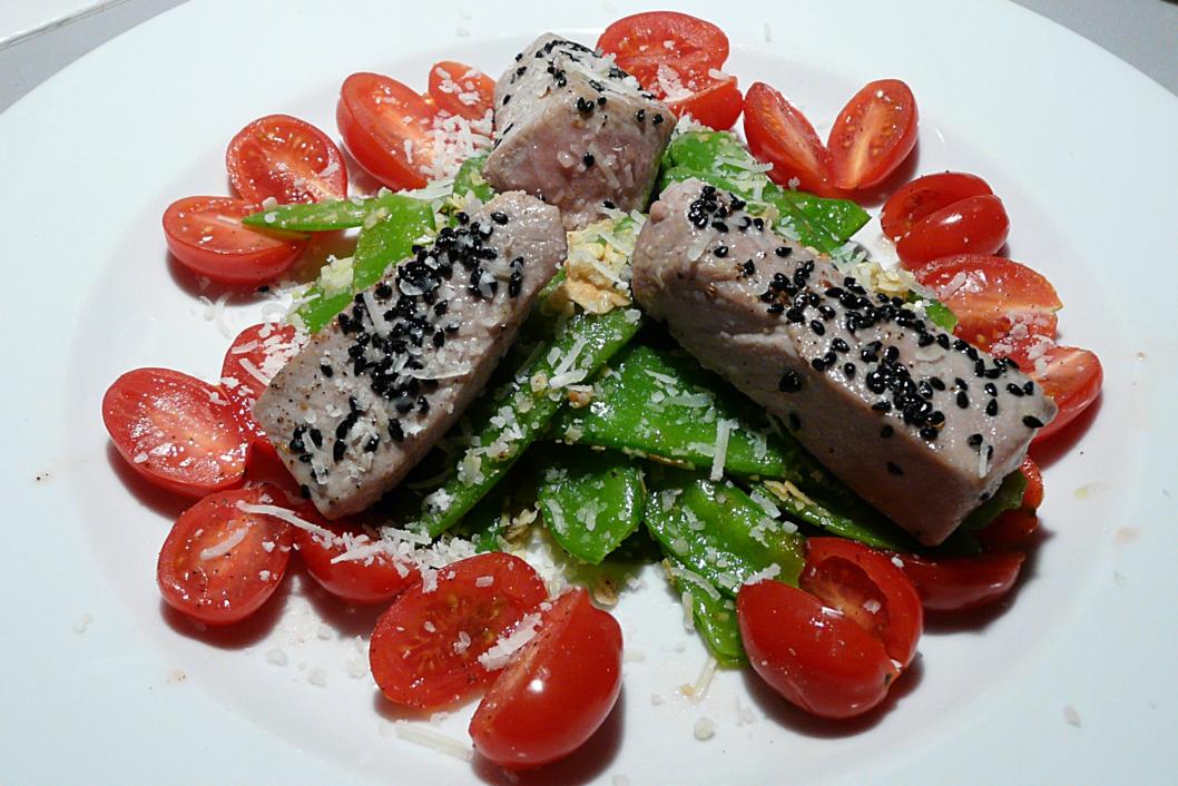 Kulinarische Welten zu Fisch- und Meeresfrucht: Thunfisch Zuckererbsen ...