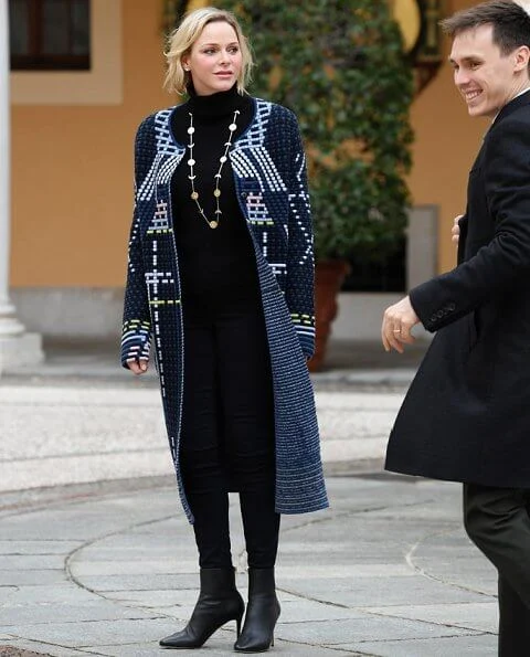 Prince Albert II, Princess Charlene, Louis Ducruet and Camille Gottlieb attended Children's Christmas ceremony