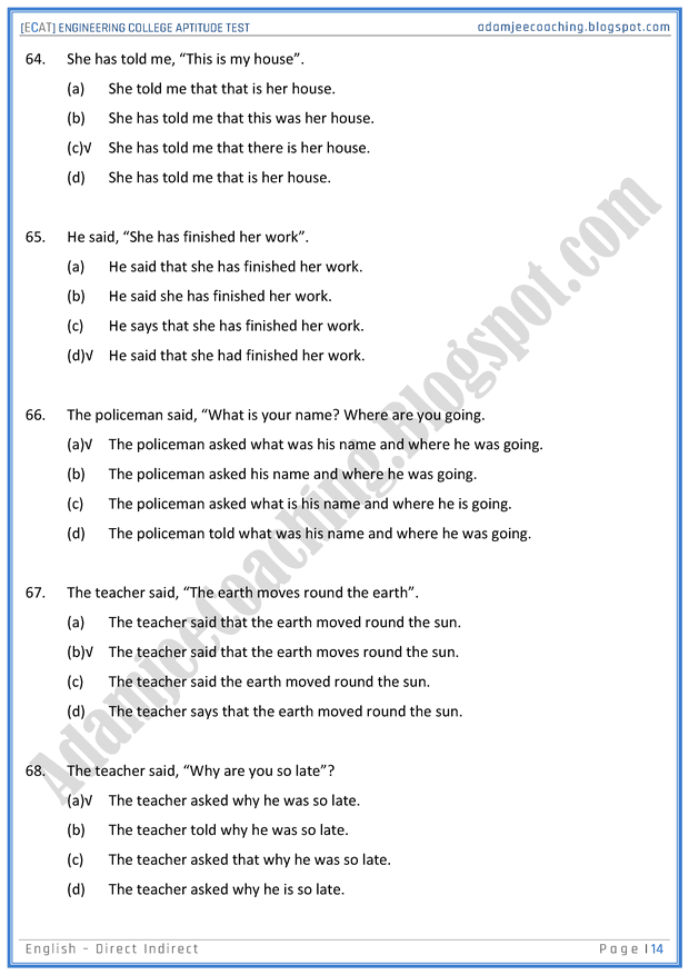 ecat-english-direct-indirect-sentences-mcqs-for-engineering-college-entry-test