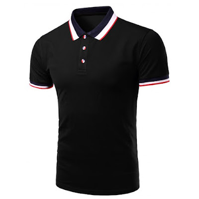 Stylish Men's Turn-Down Collar Color Block Short Sleeve Polo T-Shirt