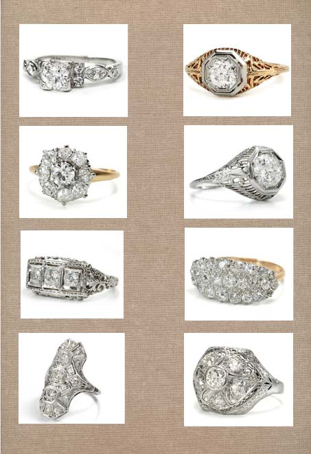 If you are looking for some beautiful vintage wedding rings or jewelry 