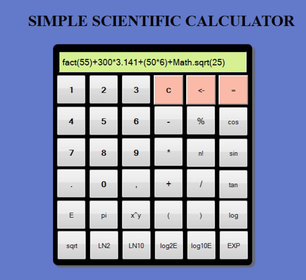 Internet Programming | Simple Scientific calculator using HTML ...