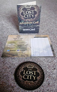 Minigolf scorecard at the Lost City Adventure Golf in Nottingham