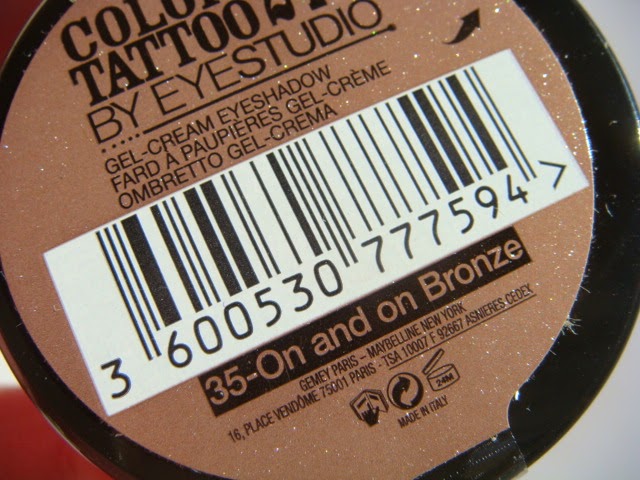 Colour Tattoo 24H de Maybelline New York on and the on bronze