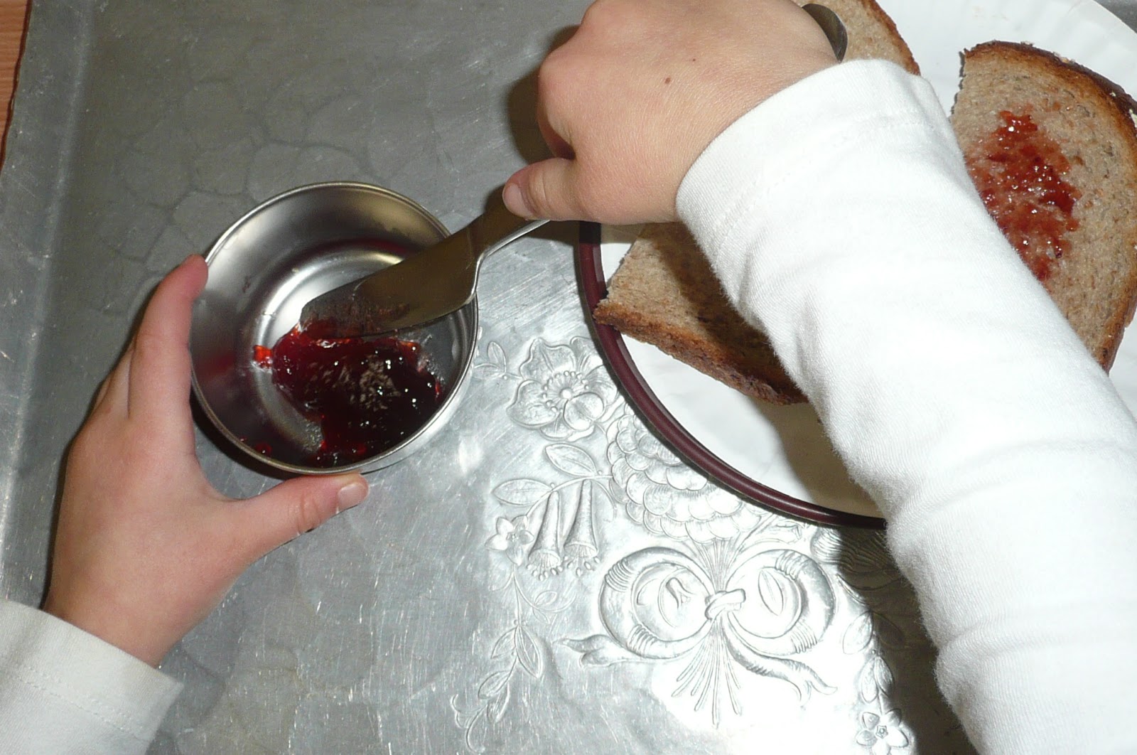 Montessori Teachings Food Preparation Spreading Jam