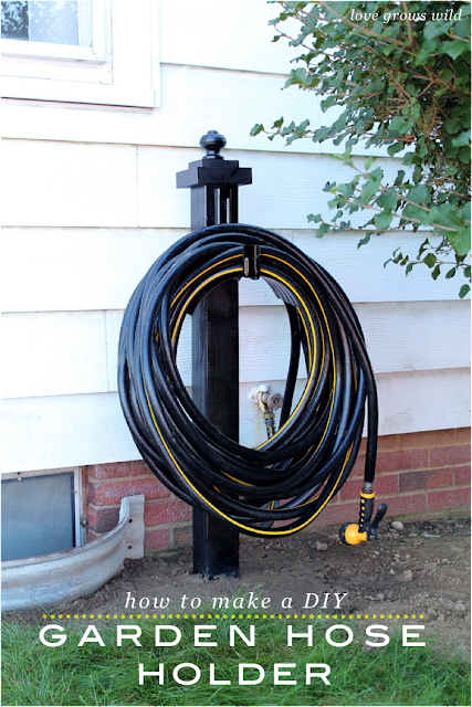 LoveGrowsWild.com | Make this DIY Garden Hose Holder to add great curb appeal to your home! #diy #garden # home