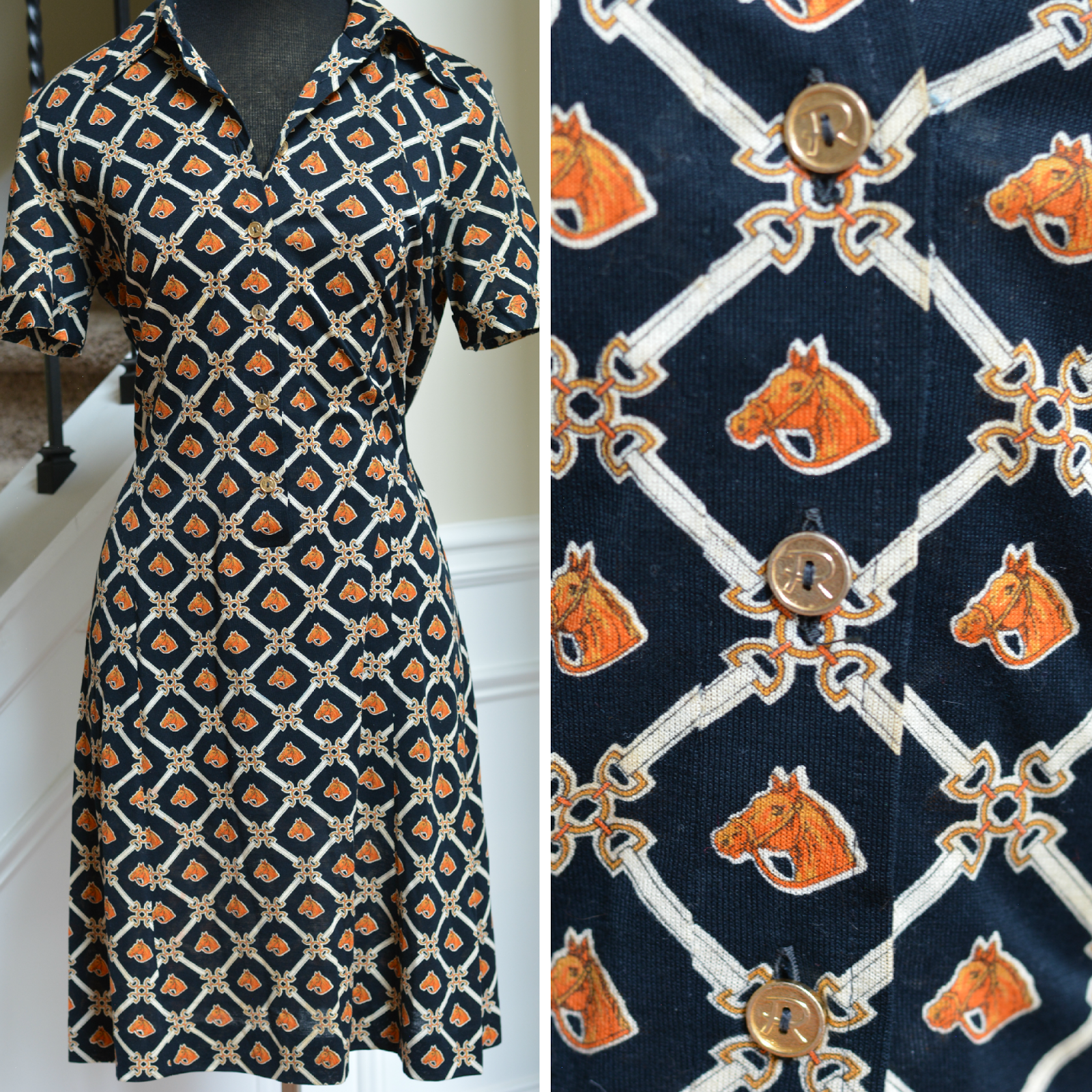 vintage-equestrian-print-dress