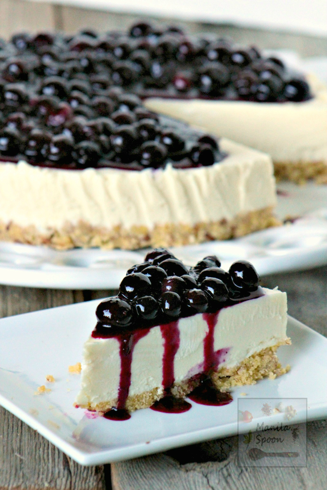 The answer to all your chocolate cravings! Just 30 minutes to make and best of all no baking involved. No Bake White Chocolate Blueberry Cheesecake | manilaspoon.com