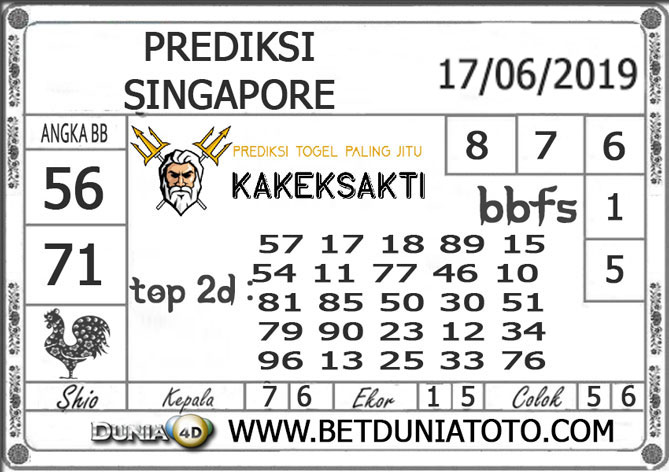 Prediksi Togel SINGAPORE DUNIA4D 17 JUNI 2019