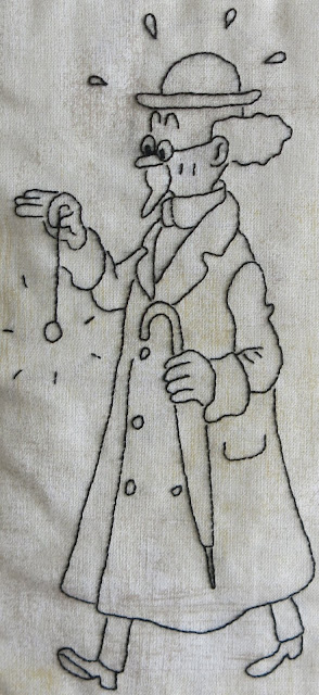 Hand embroidery quilt - Tintin comics - "Un peu plus à l'Ouest"