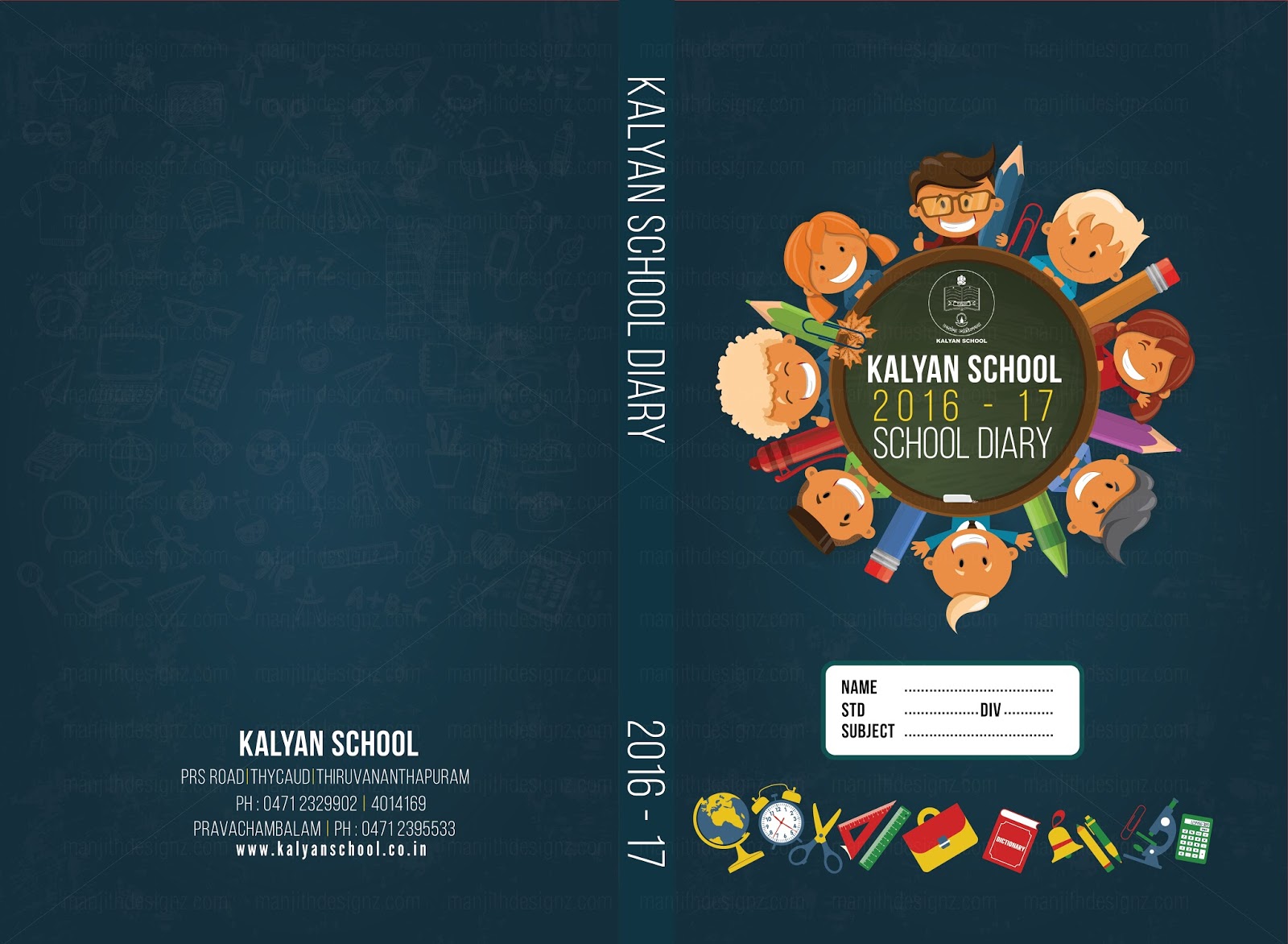 School Diary Cover Page Design